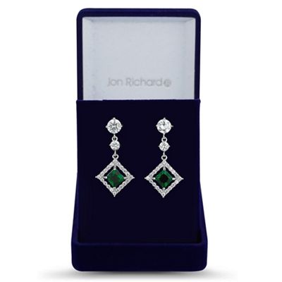 Green cubic zirconia square earring
